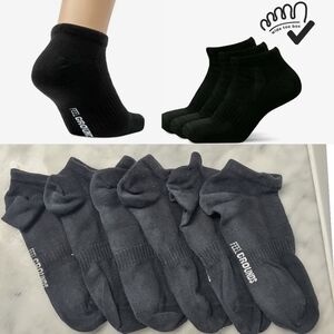 Feelgrounds Barefoot Sneaker Socks Wide Toe Box 3 Pair Pack Black Women's 8-11.5